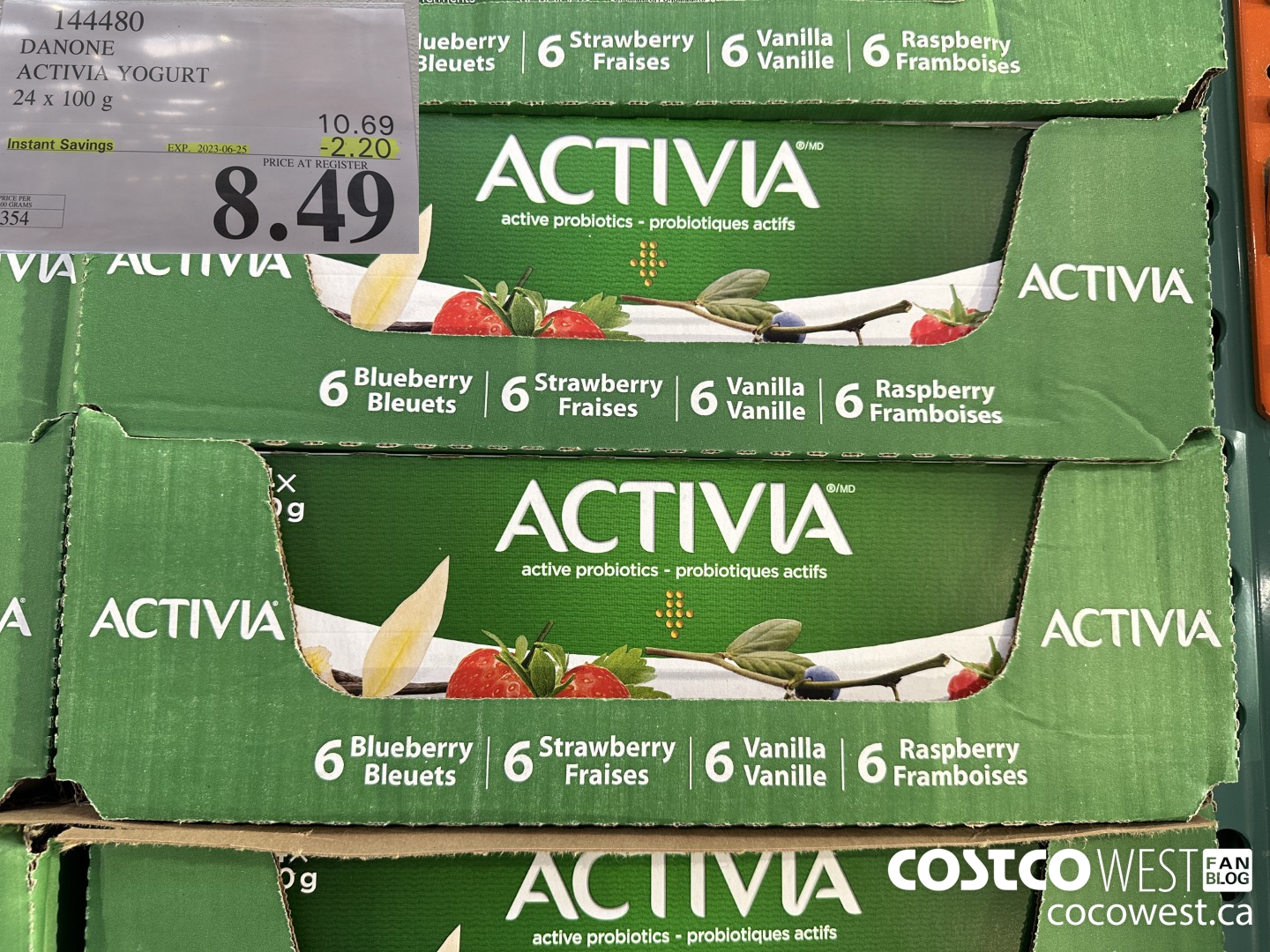 144480 DANONE ACTIVIA YOGURT 24 x 100 g ($2.20 INSTANT SAVINGS EXPIRES ON 2023-06-25) $8.49