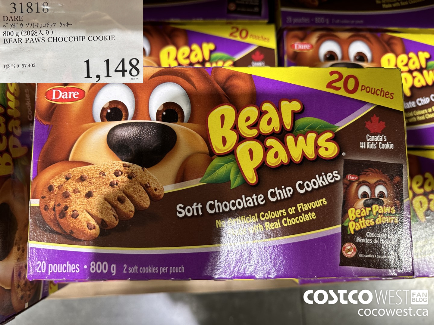 31818 DARE BEAR PAWS CHOCCHIP COOKIE 800G $1148.00