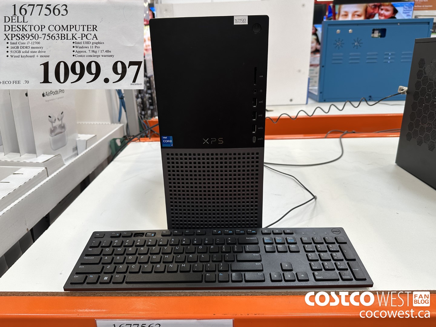 1677563 DELL DESKTOP COMPUTER XPS8950-7563BLK-PCA $1099.97