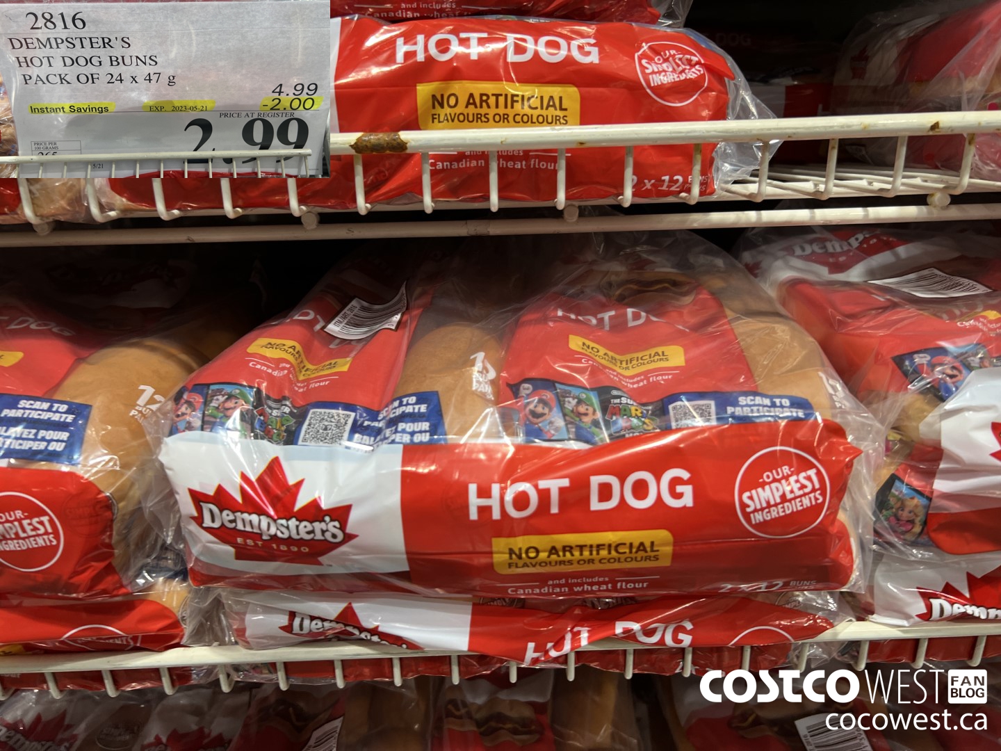 2816 DEMPSTER'S HOT DOG BUNS PACK OF 24 X 47G ($2.00 INSTANT SAVINGS EXPIRES ON 2023-05-21) $2.99