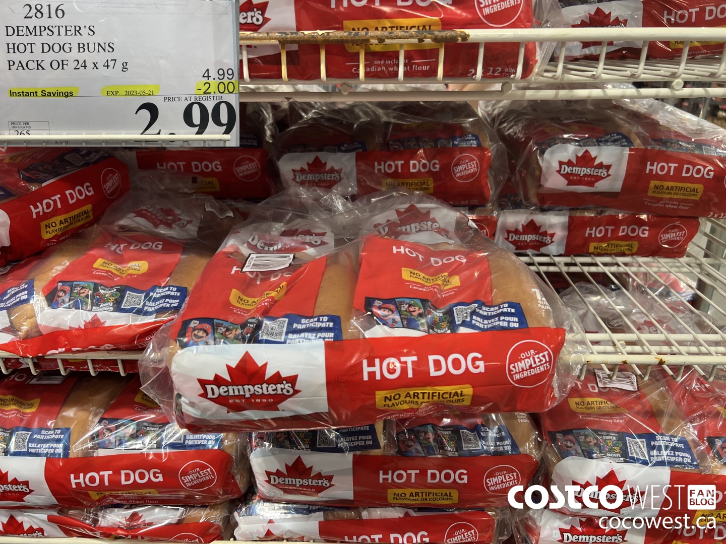 2816 DEMPSTER'S HOT DOG BUNS PACK OF 24 X 47G ($2.00 INSTANT SAVINGS EXPIRES ON 2023-05-21) $2.99