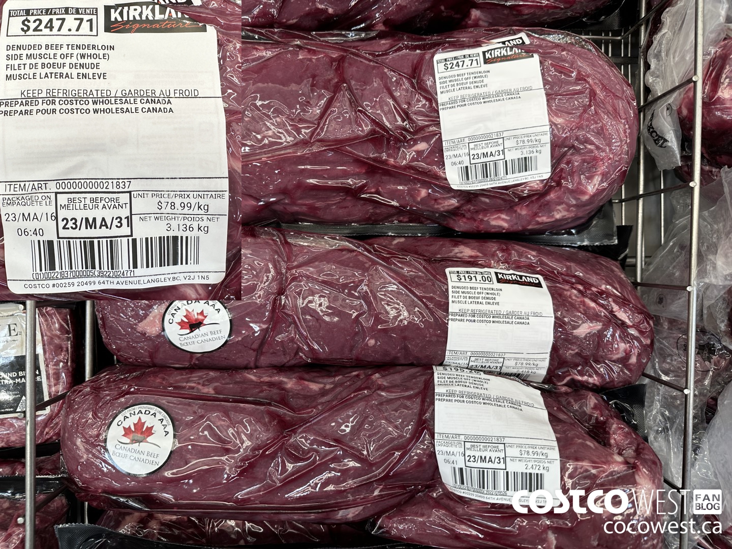 21837 DENUDED BEEF TENDERLOIN SIDE MUSCLE OFF (WHOLE) $78.99