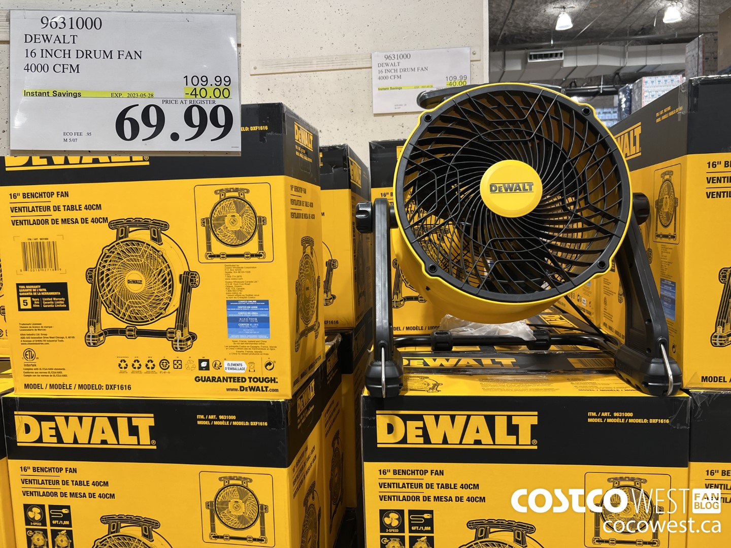 9631000 DEWALT 16 INCH DRUM FAN 4000 CFM ($40.00 INSTANT SAVINGS EXPIRES ON 2023-05-28) $69.99