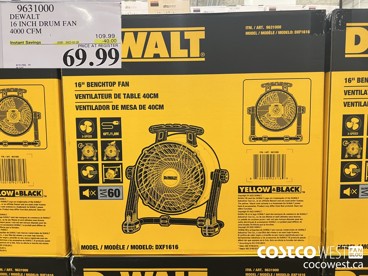 9631000 DEWALT 16 INCH DRUM FAN 4000 CFM ($40.00 INSTANT SAVINGS EXPIRES ON 2023-05-28) $69.99