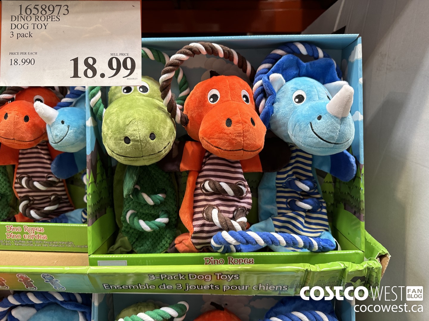 1658973 DINO ROPES DOG TOY 3 PACK $18.99