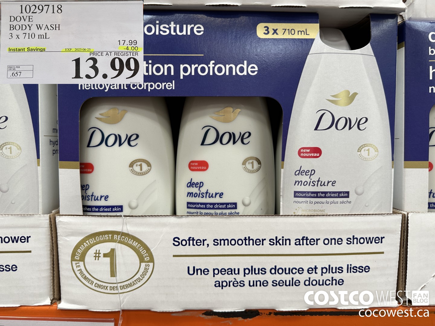 1029718 DOVE DEEP MOISTURE BODYWASH 3 x 710 mL ($4.00 INSTANT SAVINGS EXPIRES ON 2023-06-25) $13.99