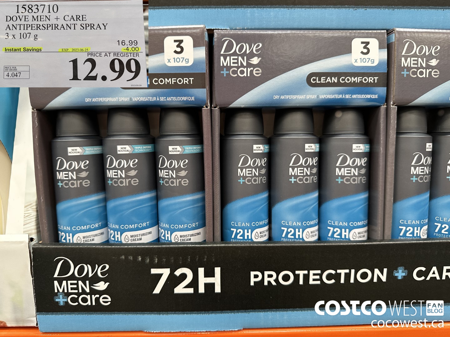 1583710 DOVE MEN + CARE ANTIPERSPIRANT SPRAY 3 x 107 g ($4.00 INSTANT SAVINGS EXPIRES ON 2023-06-25) $12.99