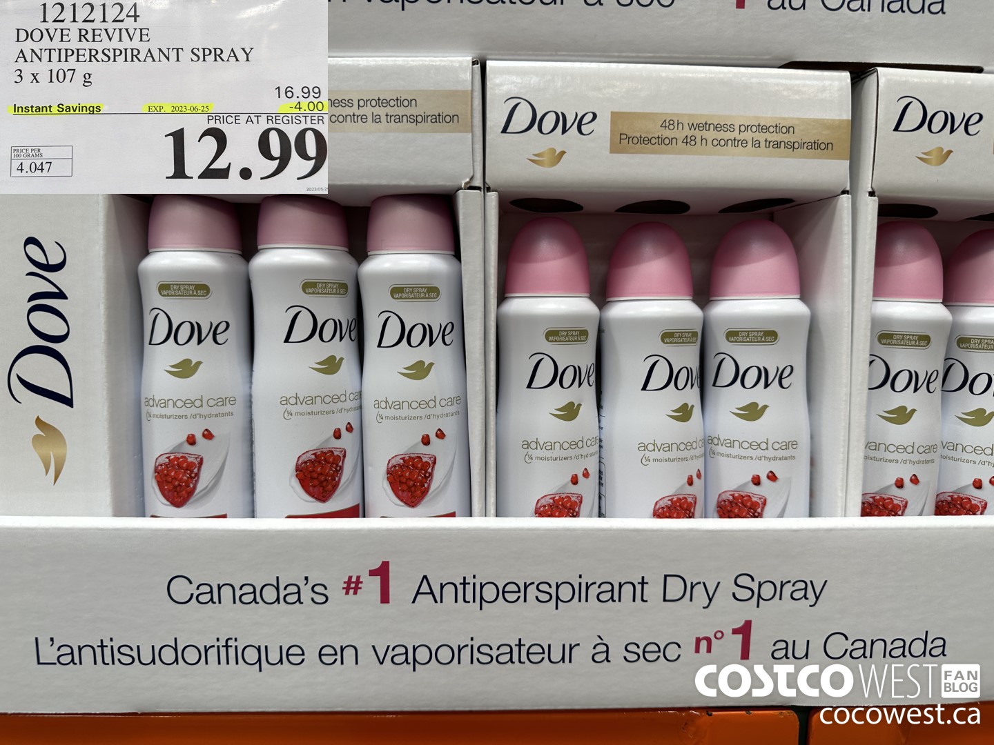 1212124 DOVE REVIVE ANTIPERSPIRANT SPRAY 3 X 107 G ($4.00 INSTANT SAVINGS EXPIRES ON 2023-06-25) $12.99