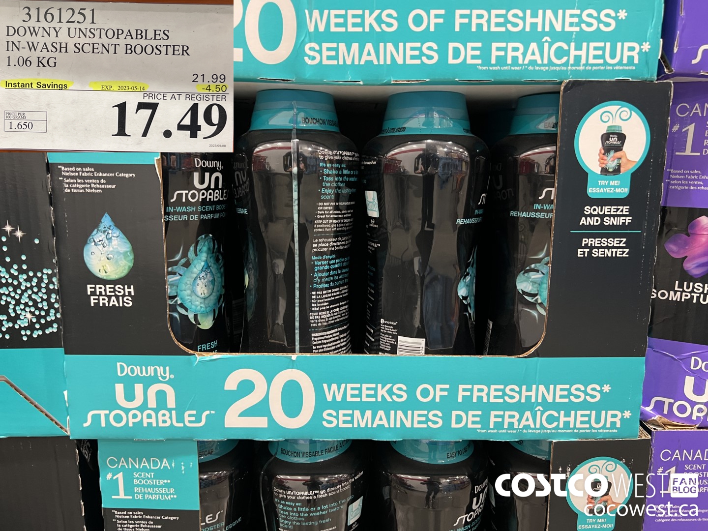 3161251 DOWNY UNSTOPABLES IN-WASH SCENT BOOSTER 1.06 KG ($4.50 INSTANT SAVINGS EXPIRES ON 2023-05-14) $17.49