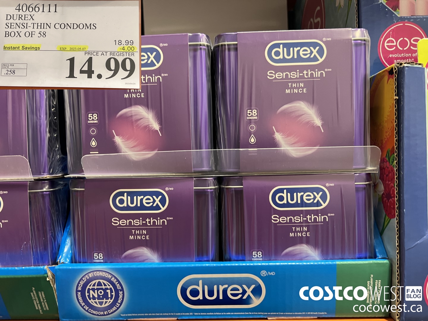 4066111 DUREX SENSI-THIN CONDOMS BOX OF 58 ($4.00 INSTANT SAVINGS EXPIRES ON 2023-05-07) $14.99