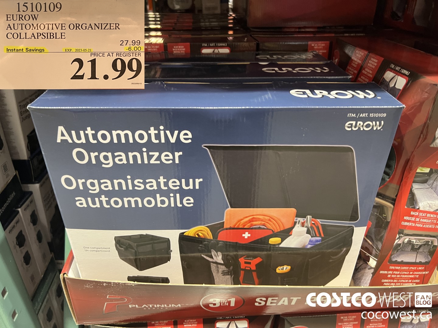 1510109 EUROW AUTOMOTIVE ORGANIZER COLLAPSIBLE ($6.00 INSTANT SAVINGS EXPIRES ON 2023-05-21) $21.99