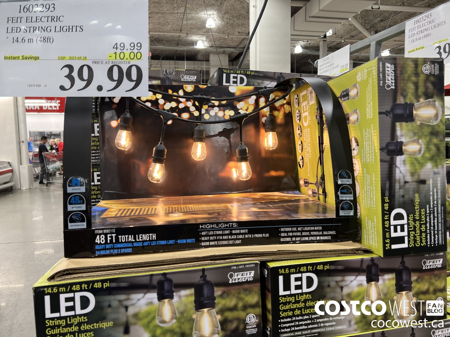 1603293 FEIT ELECTRIC LED STRING LIGHTS 14.6 M (48FT) ($10.00 INSTANT SAVINGS EXPIRES ON 2023-05-28) $39.99