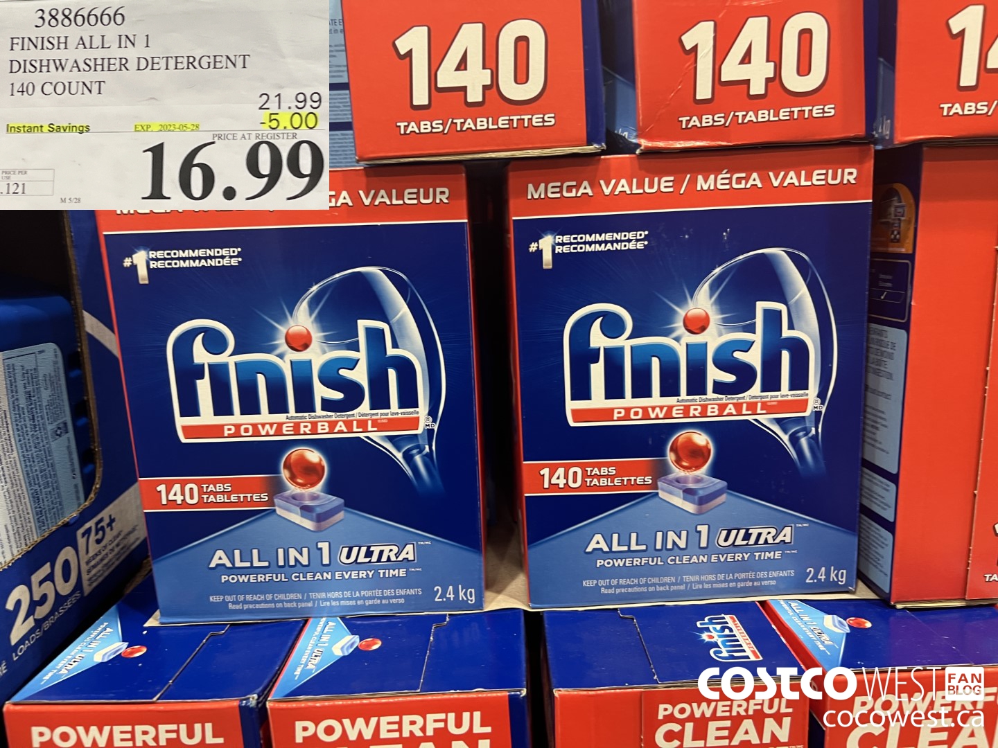 3886666 FINISH ALL IN 1 DISHWASHER DETERGENT 140 COUNT ($5.00 INSTANT SAVINGS EXPIRES ON 2023-05-28) $16.99
