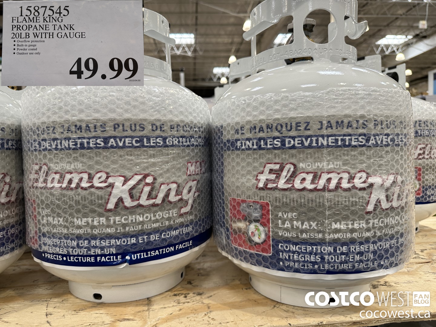 1587545 FLAME KING PROPANE TANK 20LB WITH GAUGE $49.99