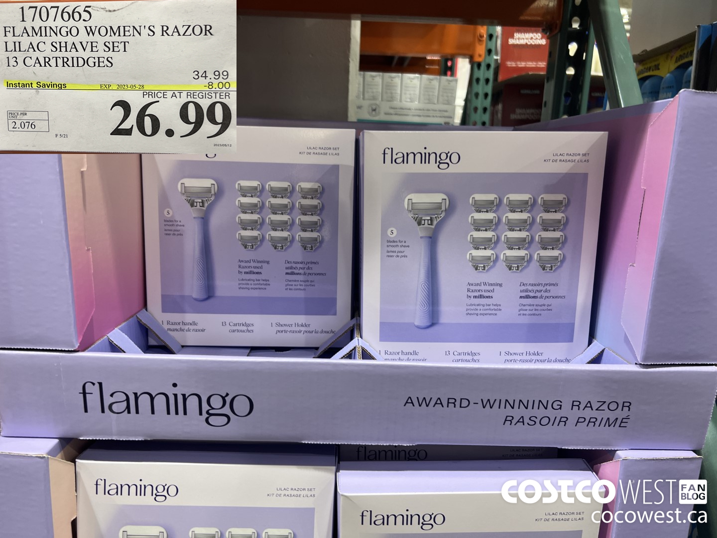 1707665 FLAMINGO WOMEN'S RAZOR LILAC SHAVE SET 13 CARTRIDGES ($8.00 INSTANT SAVINGS EXPIRES ON 2023-05-28) $26.99