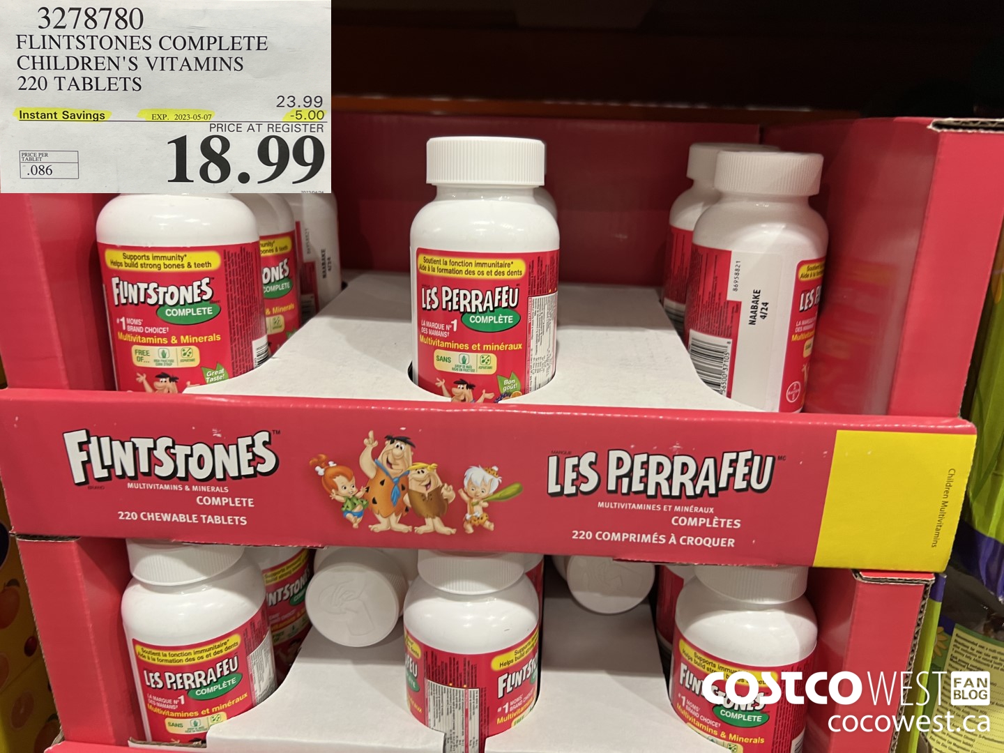 3278780 FLINTSTONES COMPLETE CHILDREN'S VITAMINS 220 TABLETS ($5.00 INSTANT SAVINGS EXPIRES ON 2023-05-07) $18.99