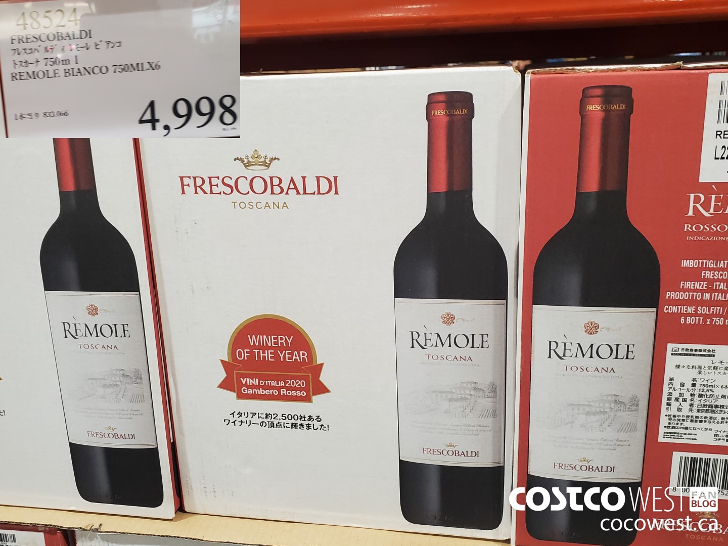 48524 FRESCOBALDI REMOLE BIANCO 750ML X 6 $4998.00