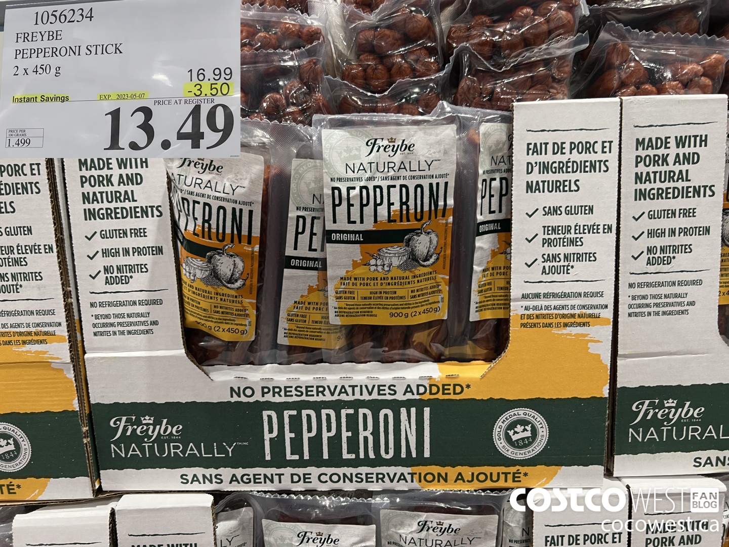 1056234 FREYBE PEPPERONI STICK 2 x 450g ($3.50 INSTANT SAVINGS EXPIRES ON 2023-05-07) $13.49