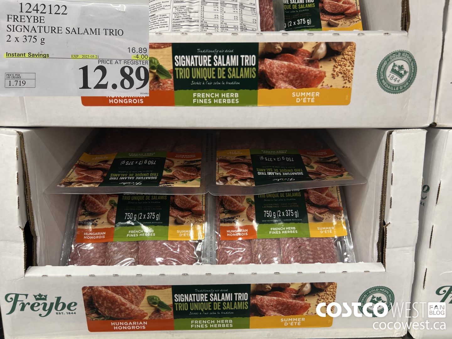 1242122 FREYBE SIGNATURE SALAMI TRIO 2 X 375 G ($4.00 INSTANT SAVINGS EXPIRES ON 2023-05-21) $12.89