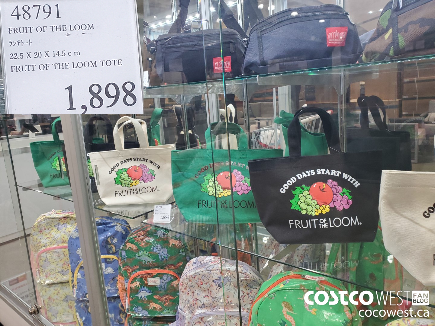 48791 FRUIT OF THE LOOM TOTE 22.5X20X14.5CM $1898.00