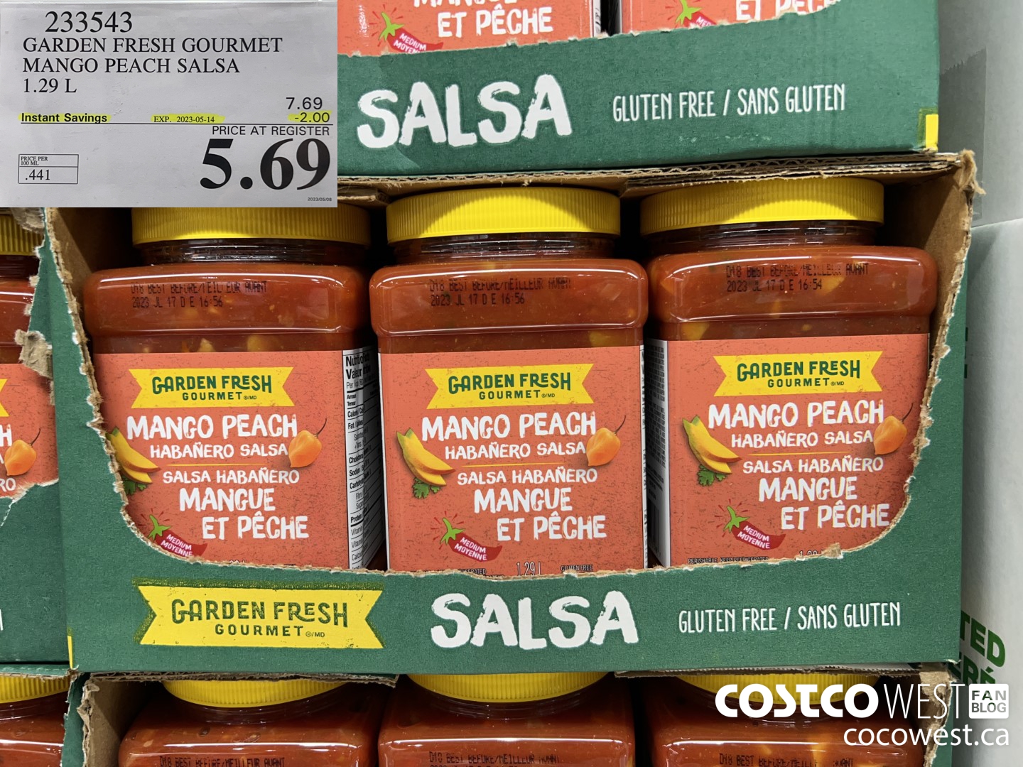 233543 GARDEN FRESH GOURMET MANGO PEACH SALSA 1419 ML ($2.00 INSTANT SAVINGS EXPIRES ON 2023-05-14) $5.69