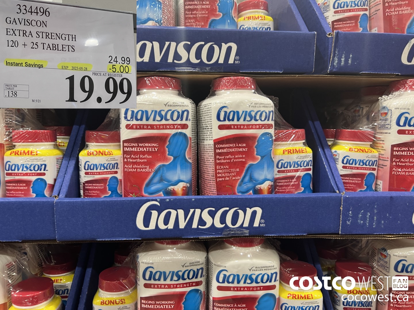 334496 GAVISCON EXTRA STRENGTH 120 + 25 TABLETS ($5.00 INSTANT SAVINGS EXPIRES ON 2023-05-28) $19.99