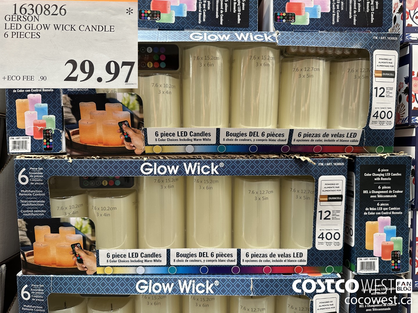 1630826 GERSON LED GLOW WICK CANDLE 6 PIECES $29.97