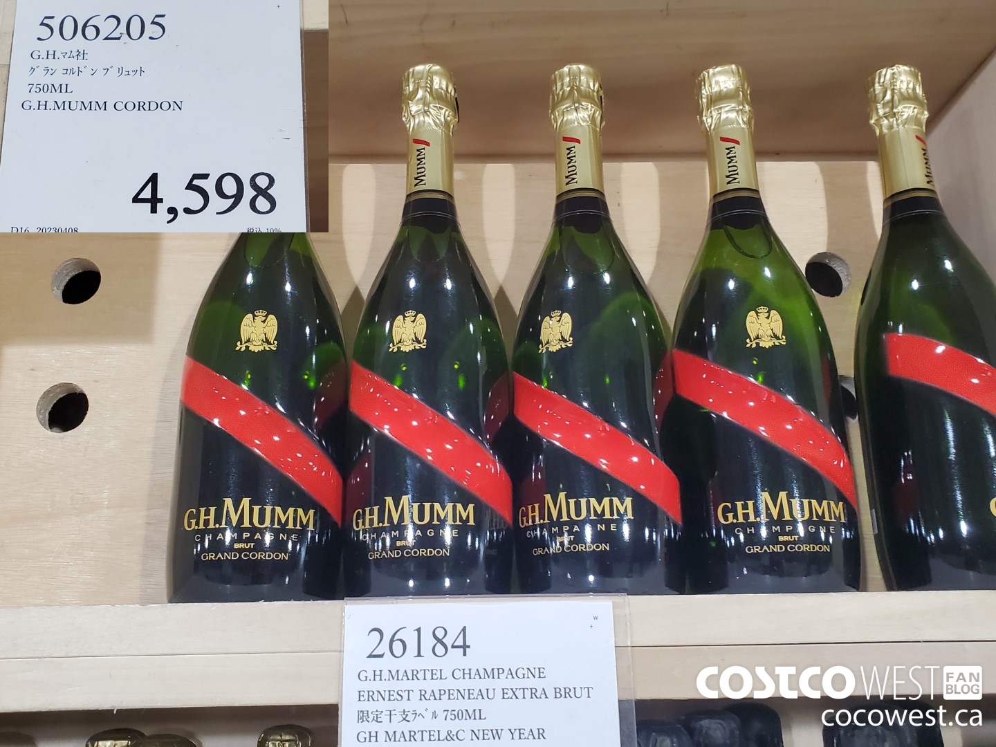 506205 G.H.MUMM CORDON 750ML $4598.00