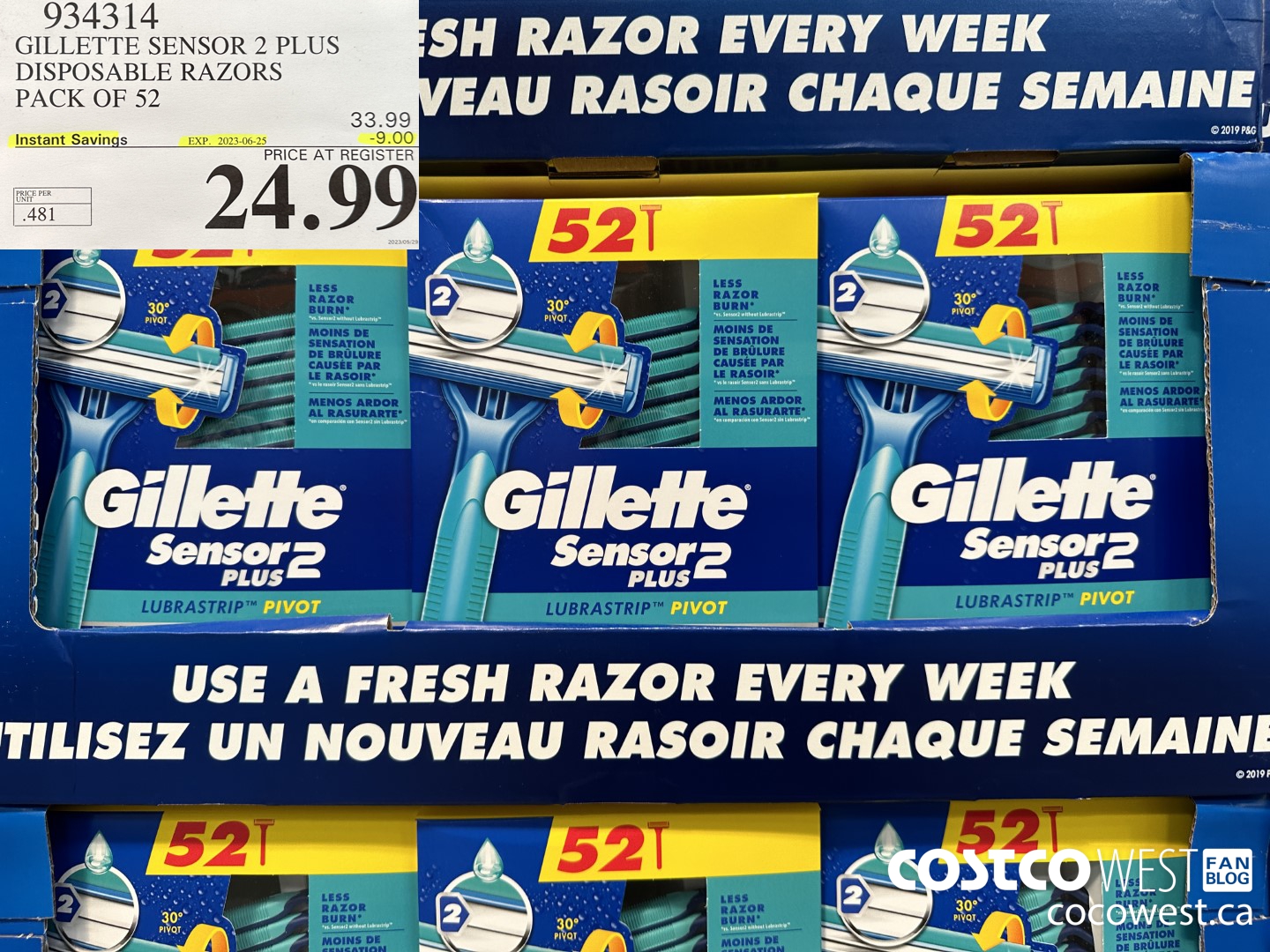 934314 GILLETTE SENSOR 2 PLUS DISPOSABLE RAZORS PACK OF 52 ($9.00 INSTANT SAVINGS EXPIRES ON 2023-06-25) $24.99