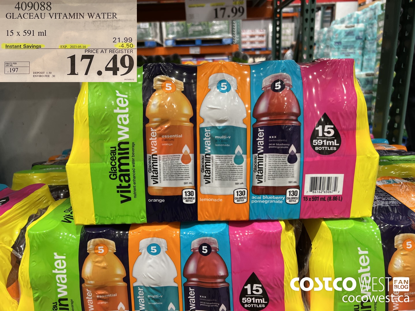 409088 GLACEAU VITAMIN WATER 15 x 591 ml ($4.50 INSTANT SAVINGS EXPIRES ON 2023-05-14) $17.49