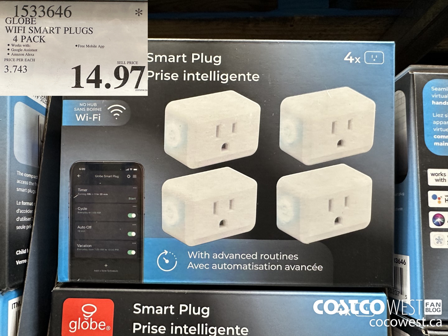1533646 GLOBE WIFI SMART PLUGS 4 PACK $14.97