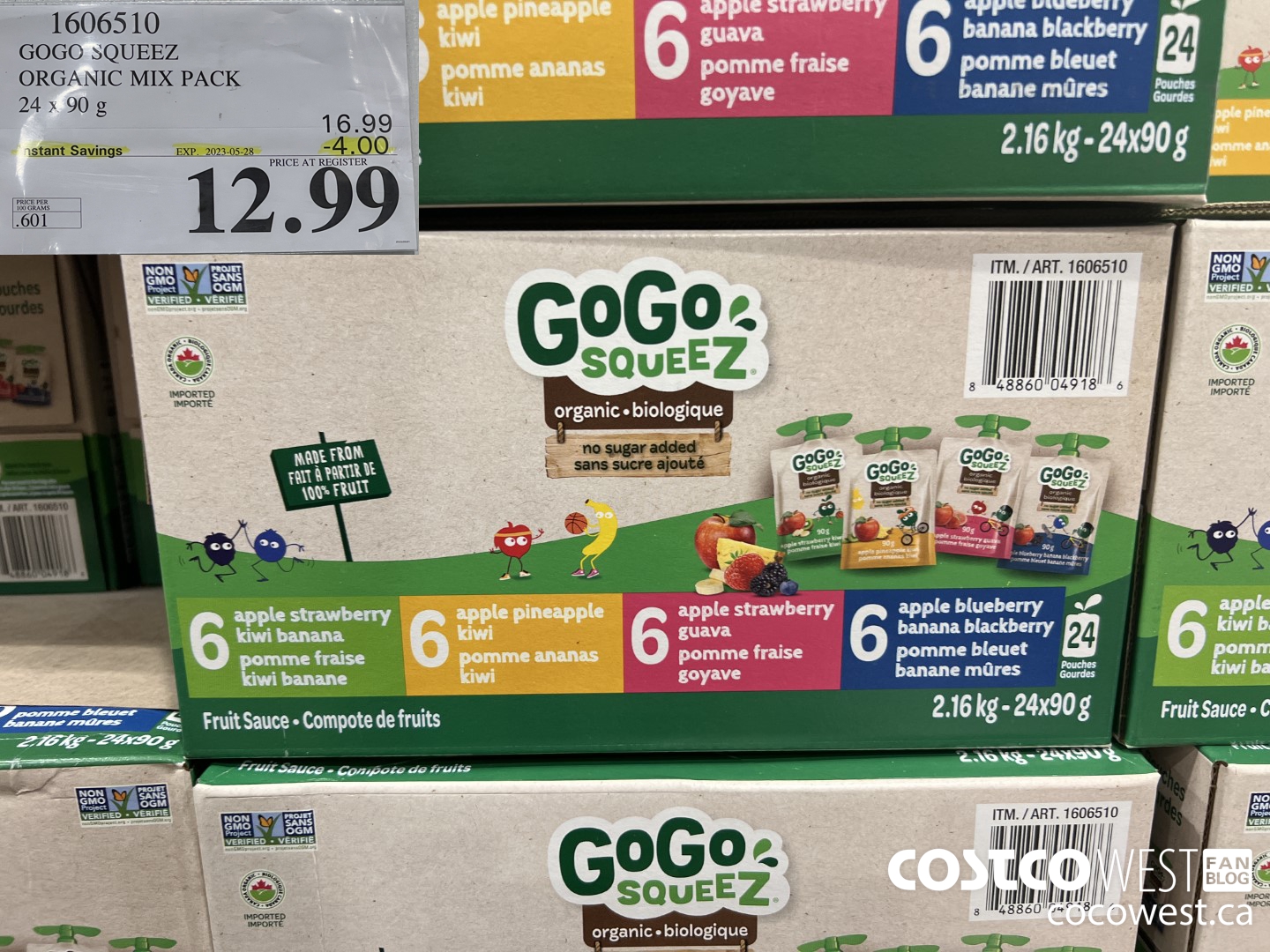 1606510 GOGO SQUEEZ ORGANIC MIX PACK 24 X 90 G ($4.00 INSTANT SAVINGS EXPIRES ON 2023-05-28) $12.99