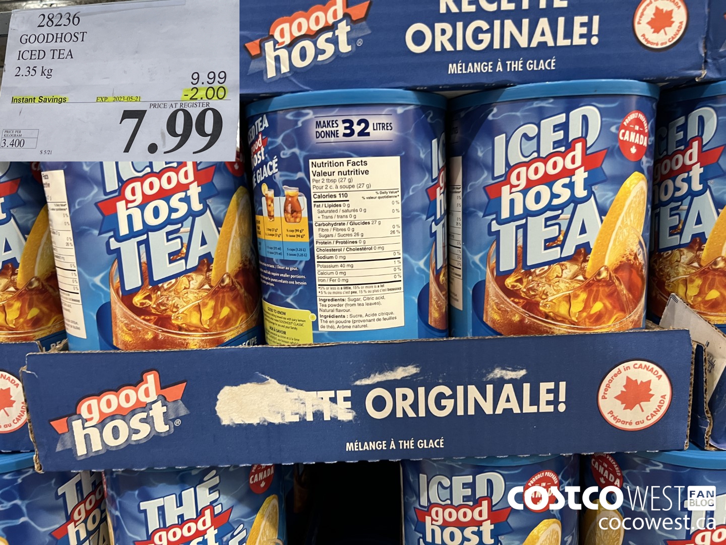 28236 GOODHOST ICED TEA 2.35 kg ($2.00 INSTANT SAVINGS EXPIRES ON 2023-05-21) $7.99