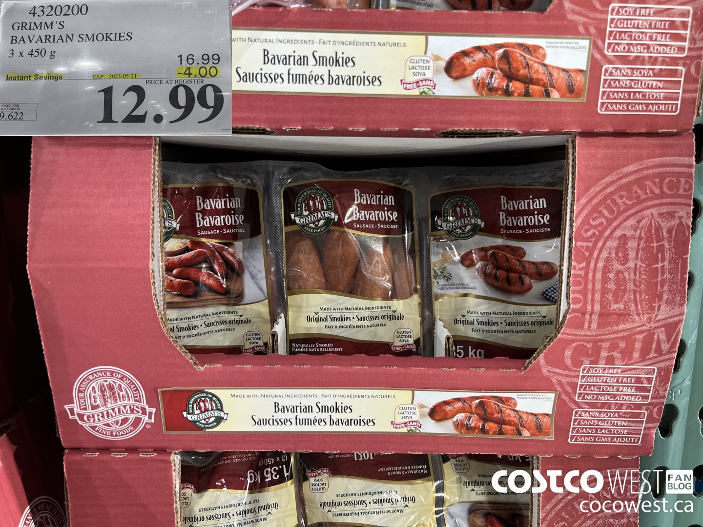 4320200 GRIMM'S BAVARIAN SMOKIES 3 X 450 G ($4.00 INSTANT SAVINGS EXPIRES ON 2023-05-21) $12.99