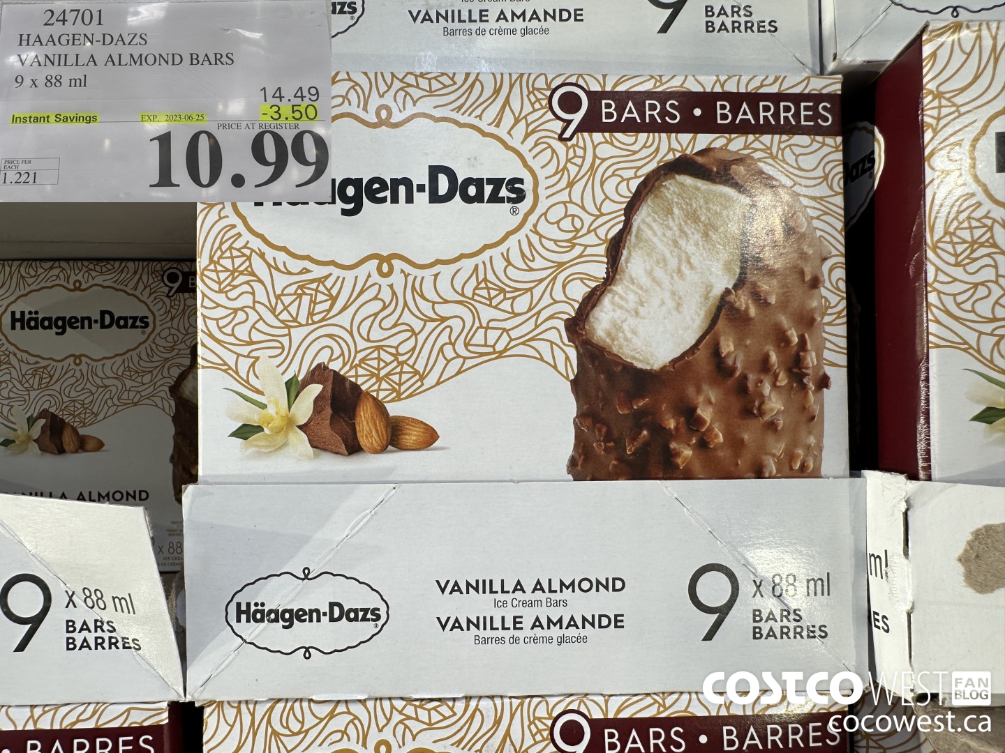 24701 HAAGEN-DAZS ICE CREAM BARS 9 x 88 ml ($3.50 INSTANT SAVINGS EXPIRES ON 2023-06-25) $10.99