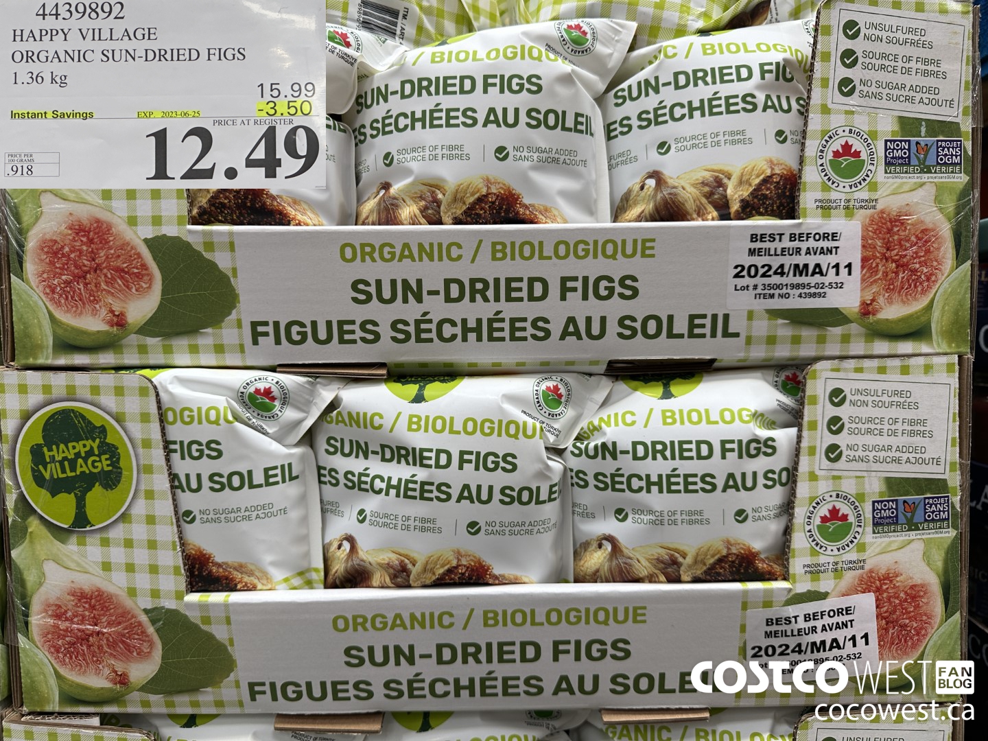 4439892 HAPPY VILLAGE ORGANIC SUN-DRIED FIGS 1.36KG ($3.50 INSTANT SAVINGS EXPIRES ON 2023-06-25) $12.49