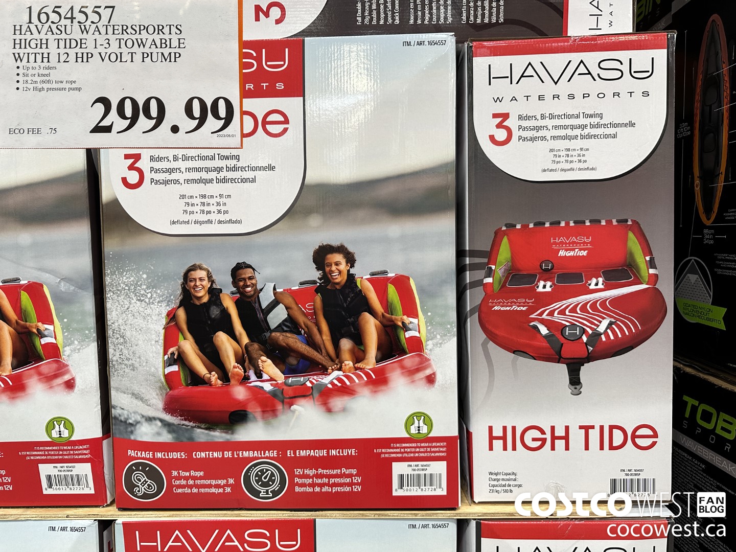 1654557 HAVASU WATERSPORTS HIGH TIDE 1-3 TOWABLE WITH 12 HP VOLT PUMP $299.99