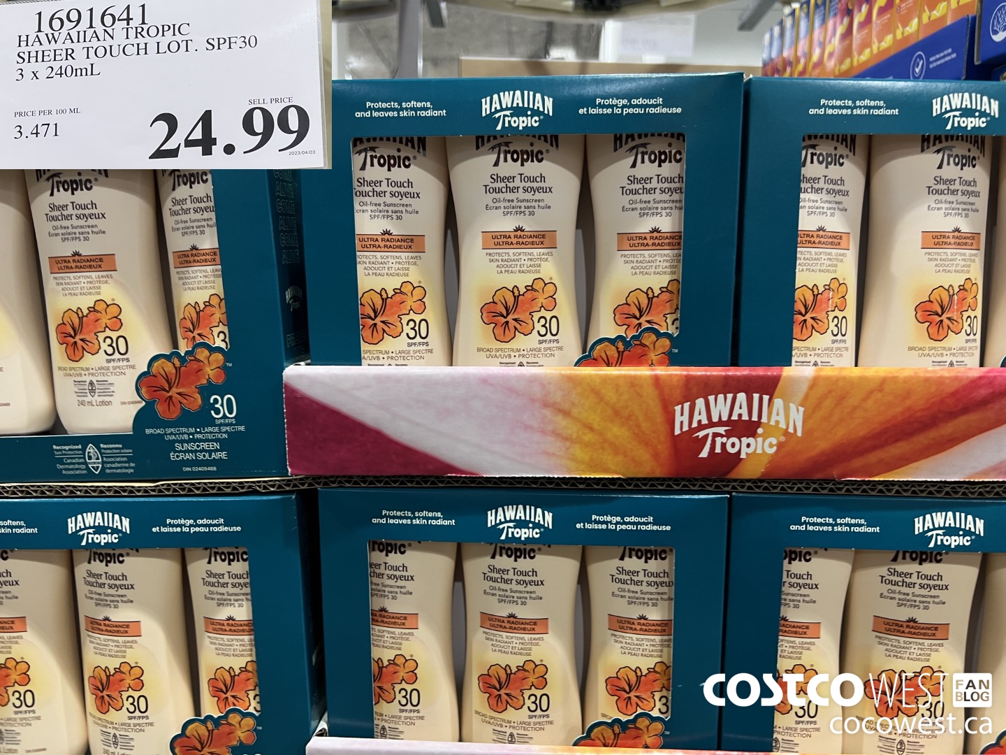 1691641 HAWAIIAN TROPIC SHEER TOUCH LOT. SPF 30 3 X 240 ML $24.99