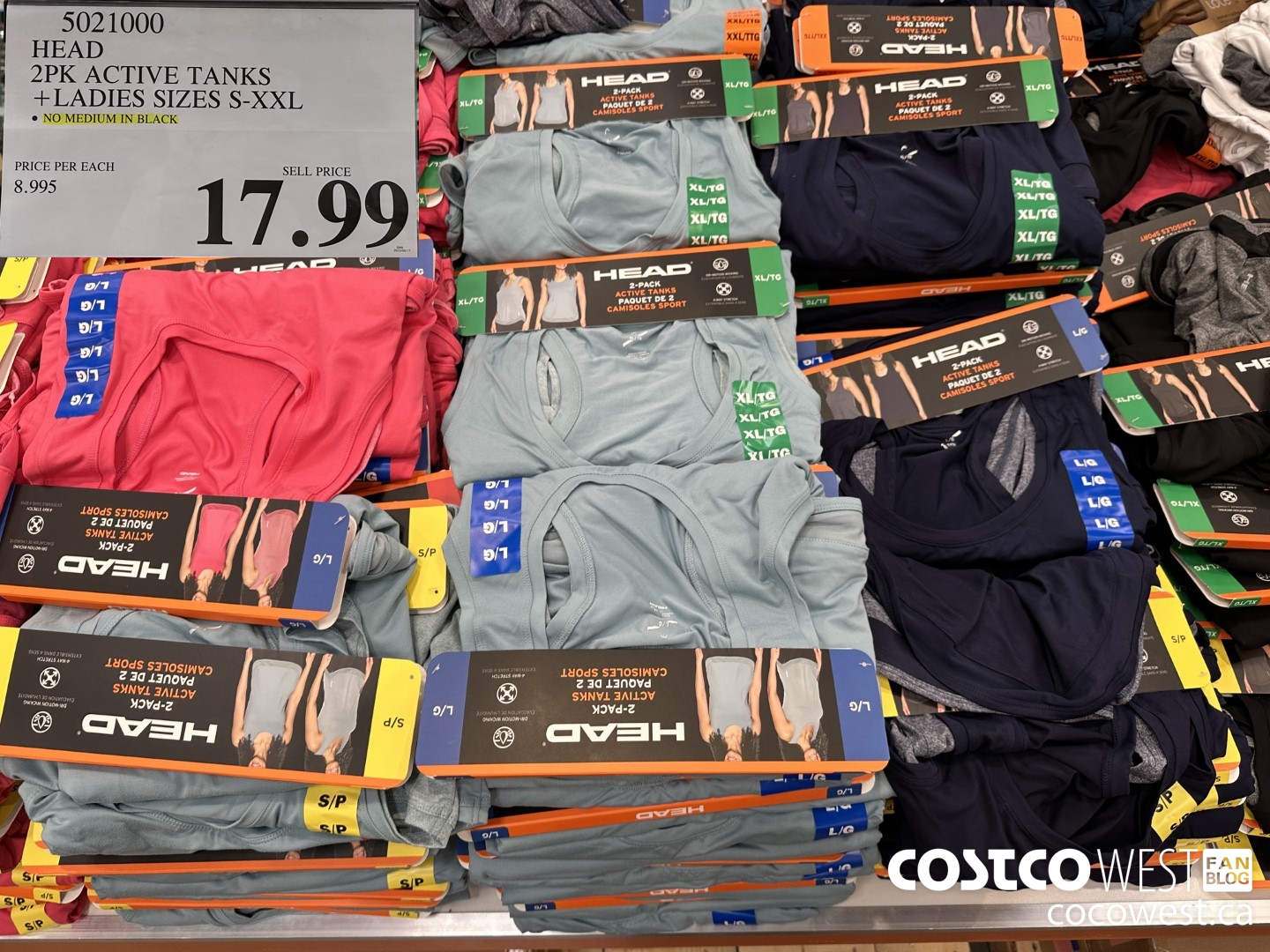 5021000 HEAD 2PK ACTIVE TANKS LADIES SIZES S-XXL $17.99