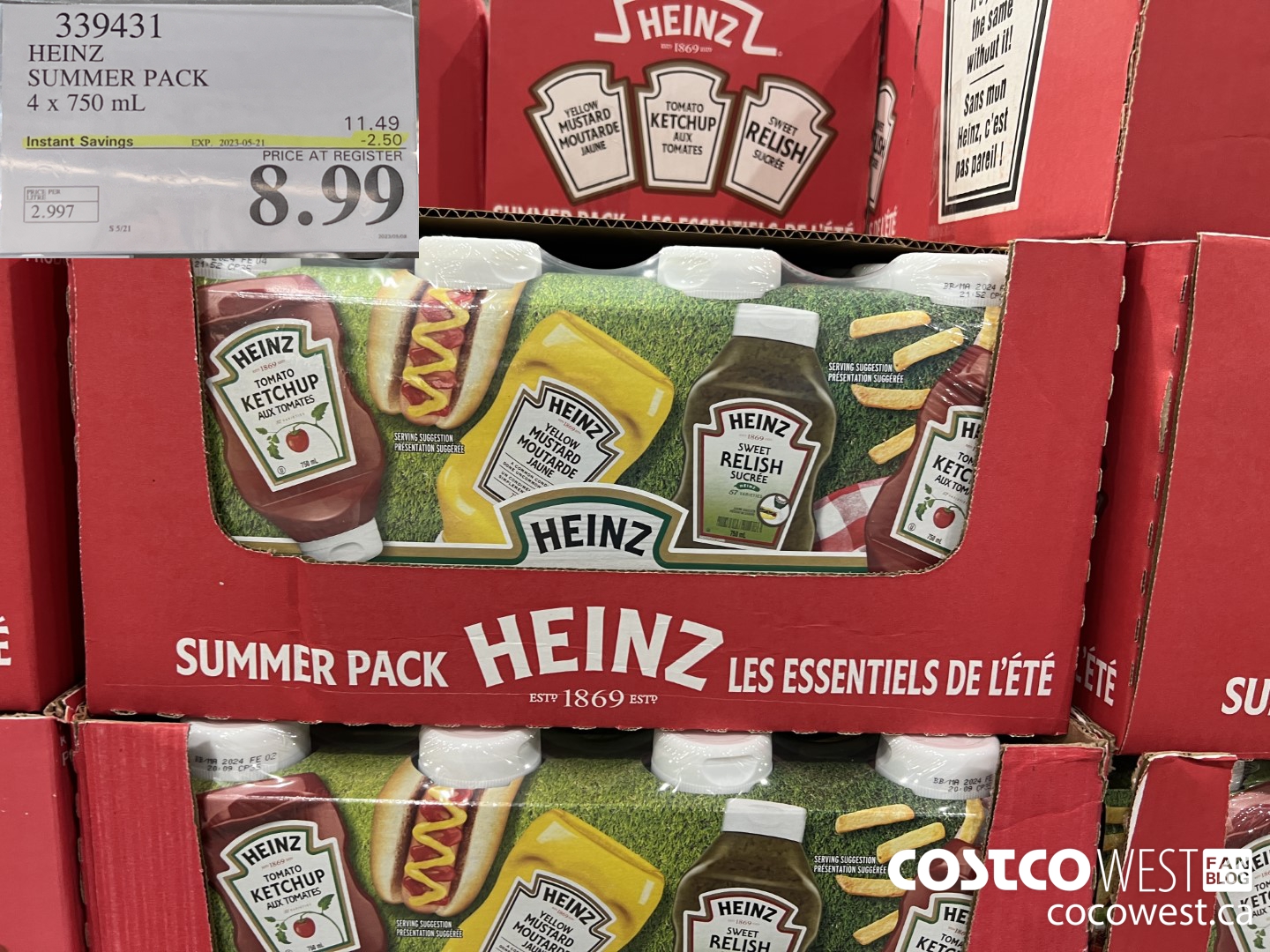 339431 HEINZ SUMMER PACK 4 X 750 ML ($2.50 INSTANT SAVINGS EXPIRES ON 2023-05-21) $8.99