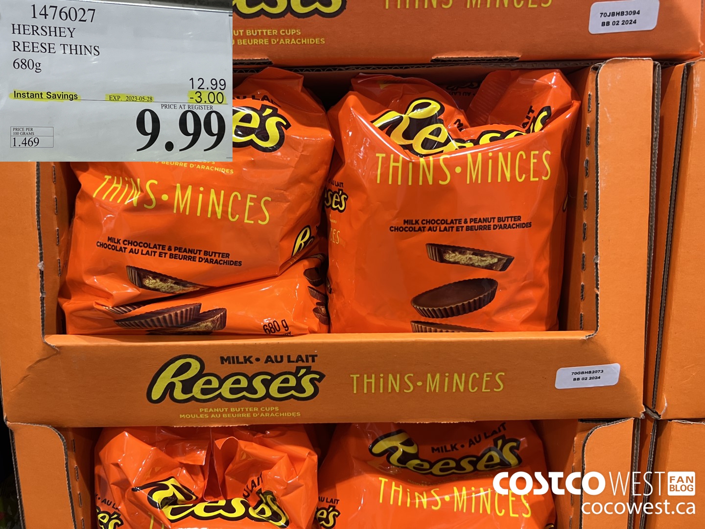 1476027 HERSHEY REESE THINS 680g ($3.00 INSTANT SAVINGS EXPIRES ON 2023-05-28) $9.99