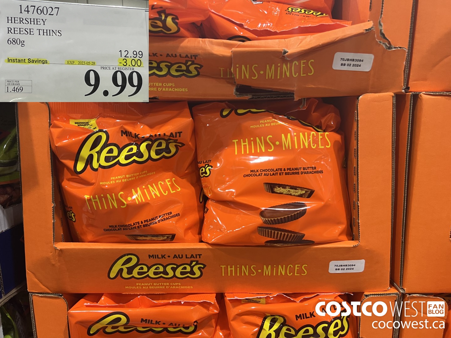 1476027 HERSHEY REESE THINS 680g ($3.00 INSTANT SAVINGS EXPIRES ON 2023-05-28) $9.99