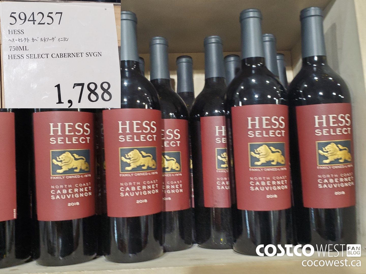 594257 HESS SELECT CABERNET SVGN 750ML $1788.00