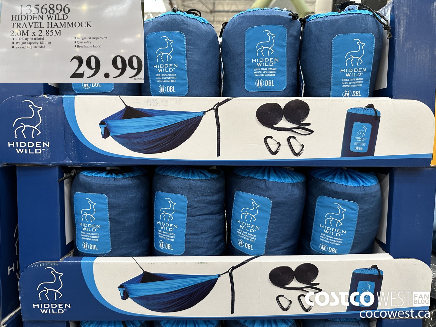1356896 HIDDEN WILD TRAVEL HAMMOCK 2.0M x 2.85M $29.99