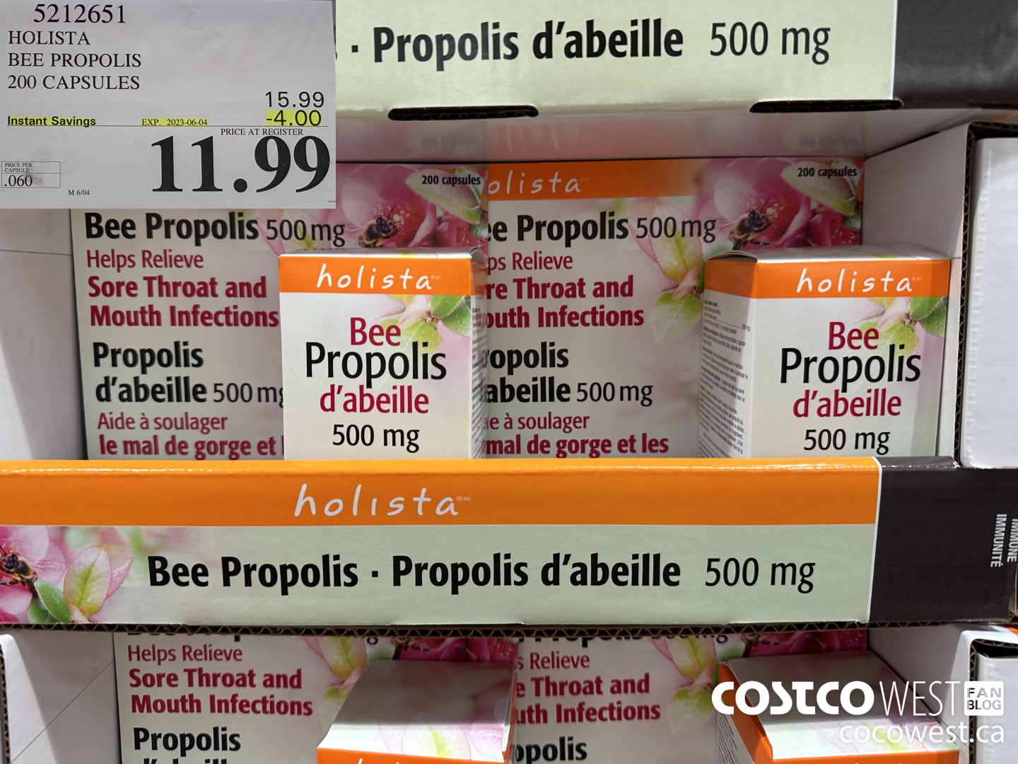 5212651 HOLISTA BEE PROPOLIS 200 CAPSULES ($4.00 INSTANT SAVINGS EXPIRES ON 2023-06-04) $11.99