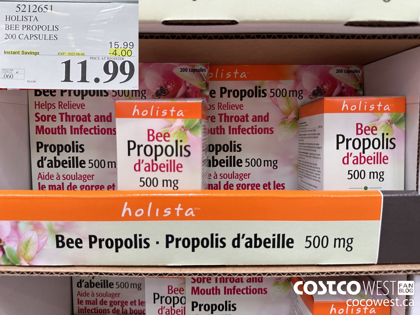 5212651 HOLISTA BEE PROPOLIS 200 CAPSULES ($4.00 INSTANT SAVINGS EXPIRES ON 2023-06-04) $11.99