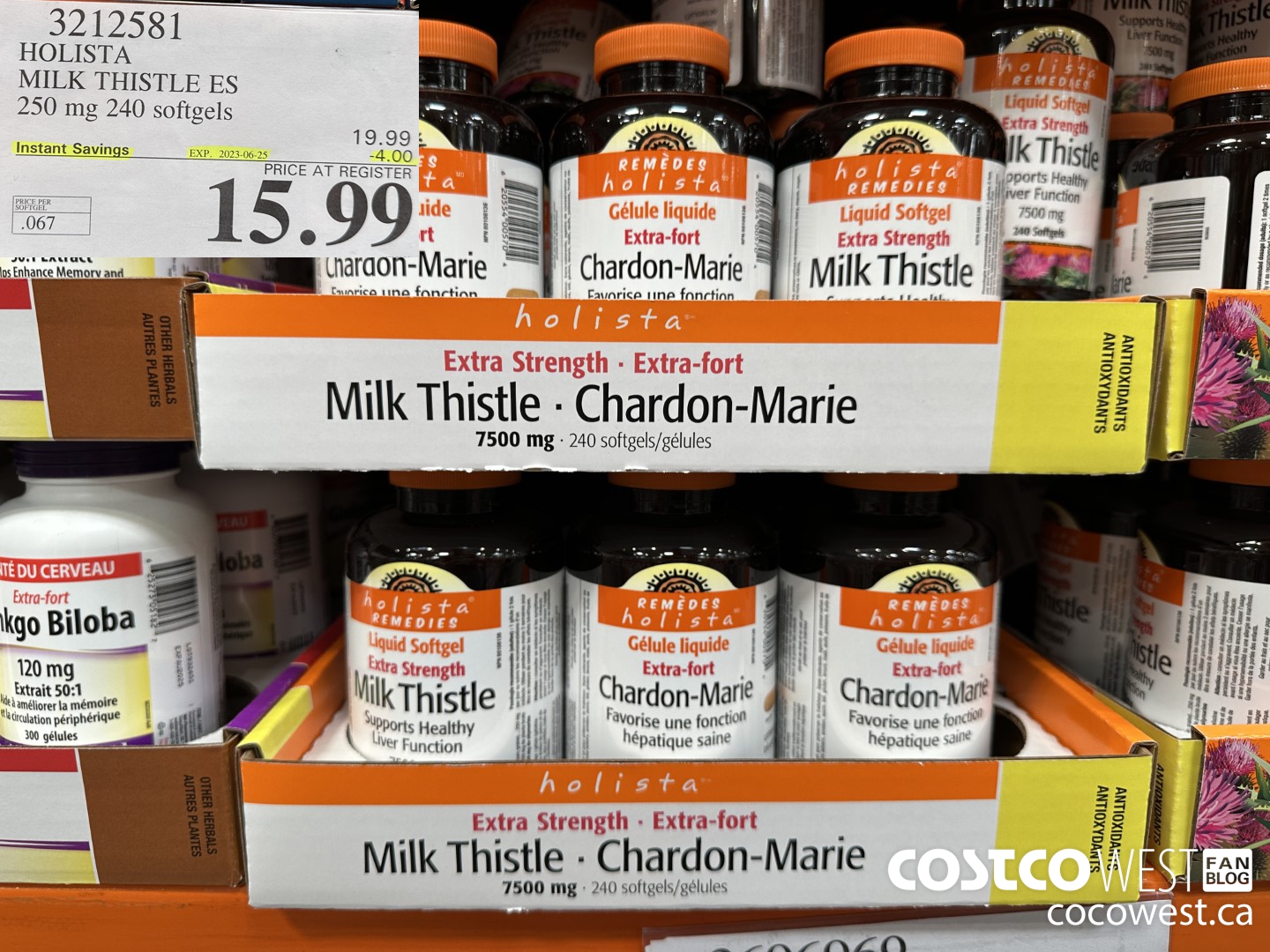 3212581 HOLISTA MILK THISTLE ES 250 mg 240 softgels ($4.00 INSTANT SAVINGS EXPIRES ON 2023-06-25) $15.99