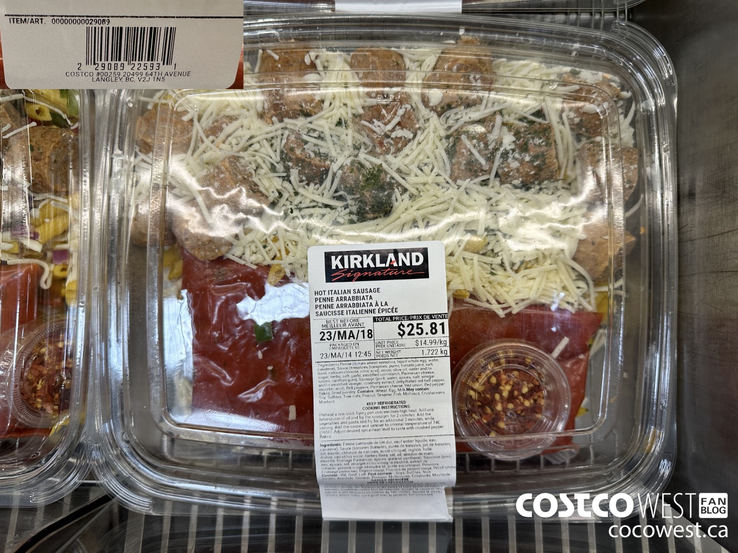 29089 HOT ITALIAN SAUSAGE PENNE ARRABBIATA $14.99