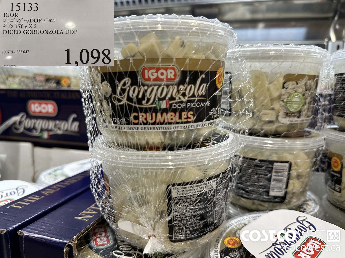 15133 IGOR 170G X 2 DICED GORGONZOLA DOP $1098.00