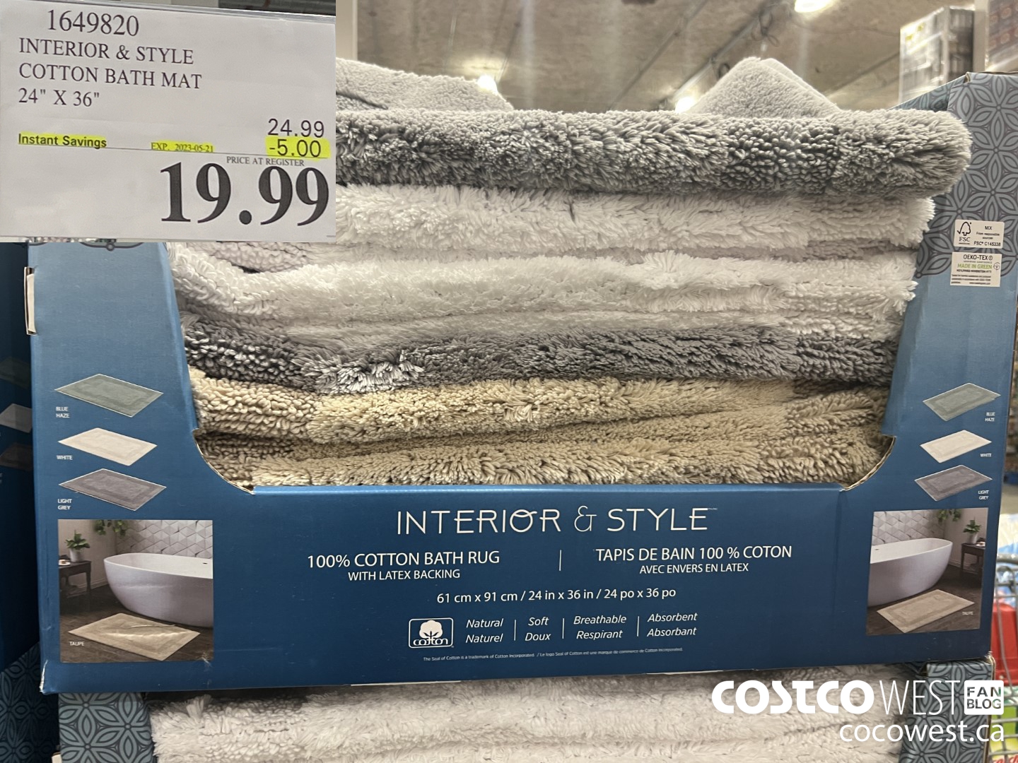 1649820 INTERIOR & STYLE COTTON BATH MAT 24